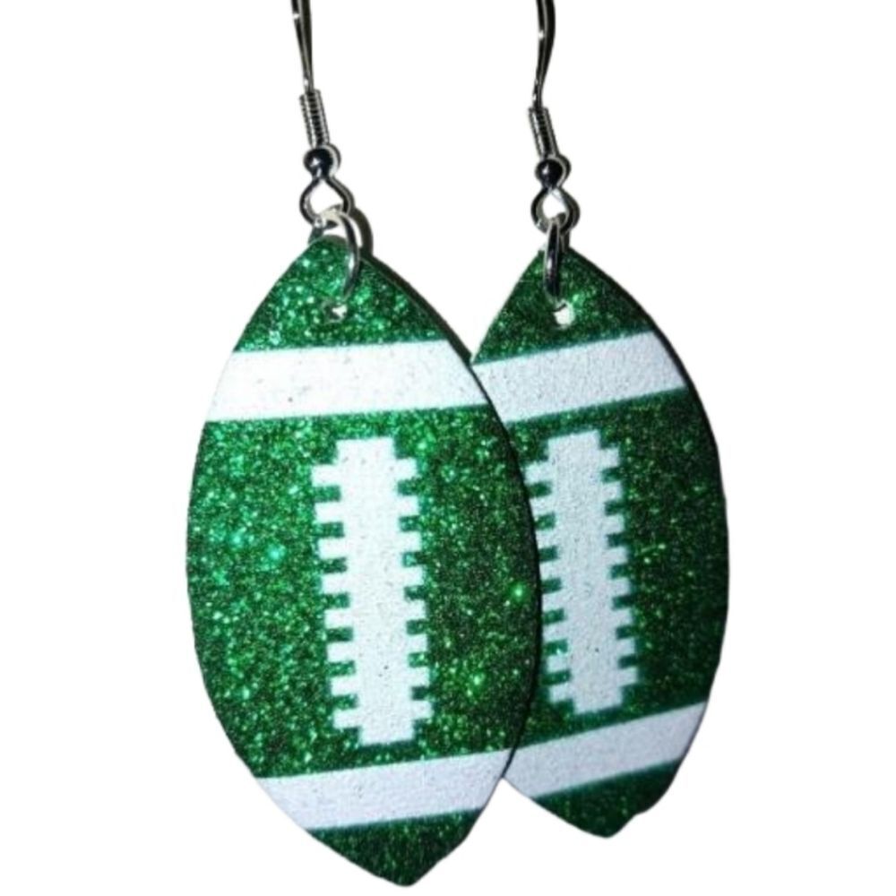 Green Super Cute Football Dangle Earrings For Adults And Kids
